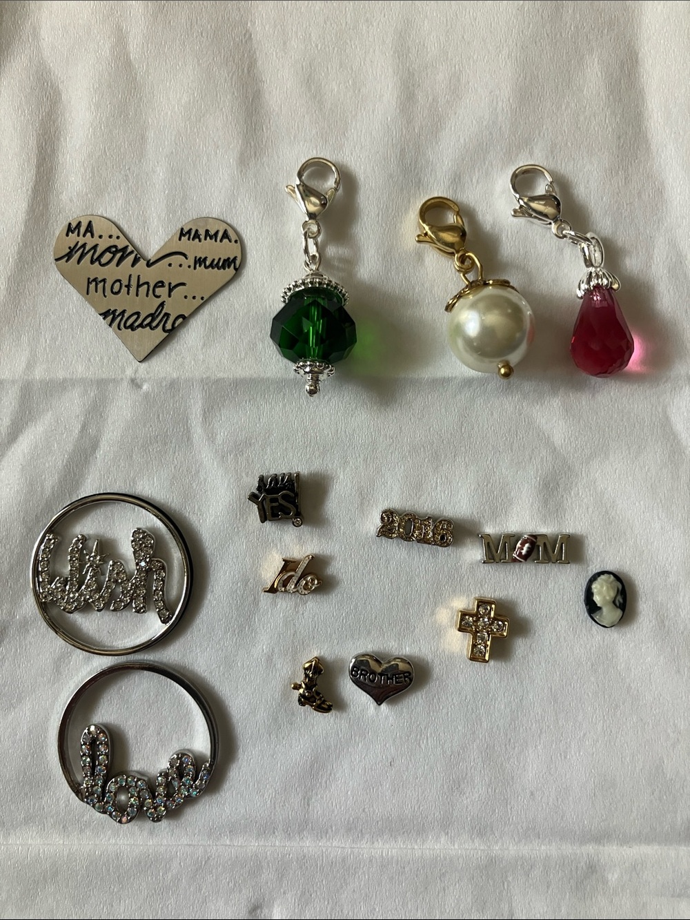 Origami owl charm & locket plate set.